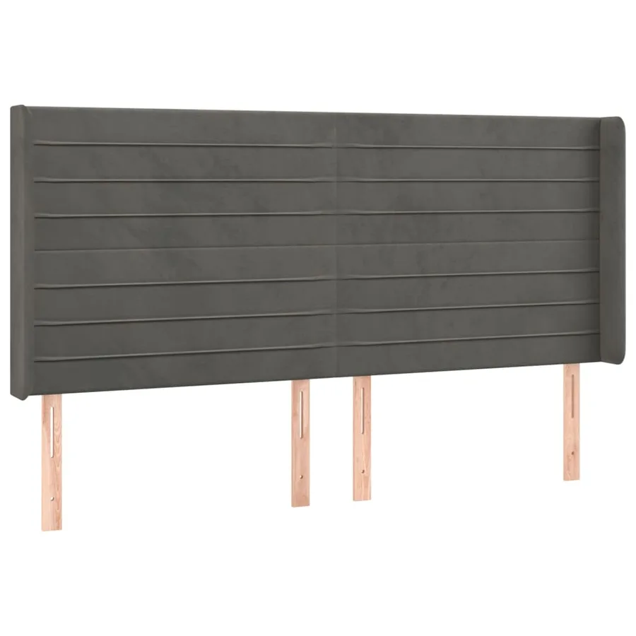Tête de lit avec oreilles Gris foncé 203x16x118/128 cm Velours - 2