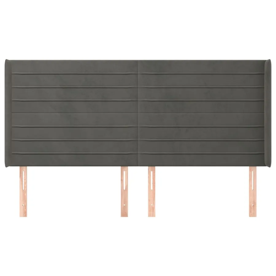 Tête de lit avec oreilles Gris foncé 203x16x118/128 cm Velours - 3