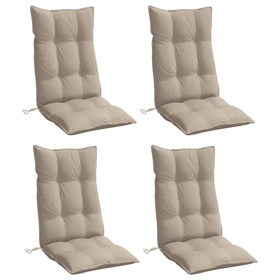 Coussins de chaise à dossier haut lot de 4 taupe tissu oxford - 3