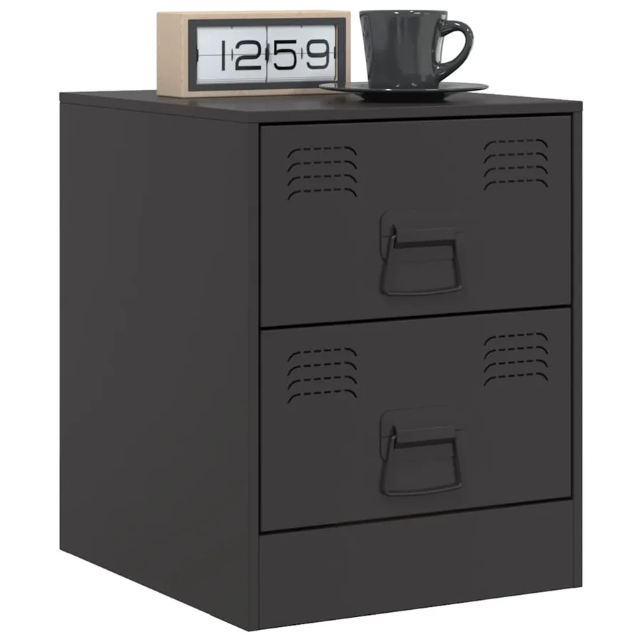 Tables de chevet 2 pcs noir 34,5x39x44 cm acier - 3