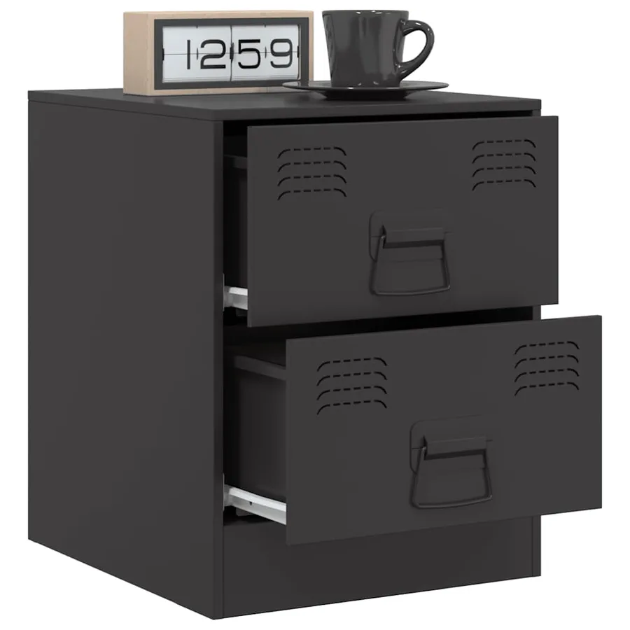 Tables de chevet 2 pcs noir 34,5x39x44 cm acier - 4