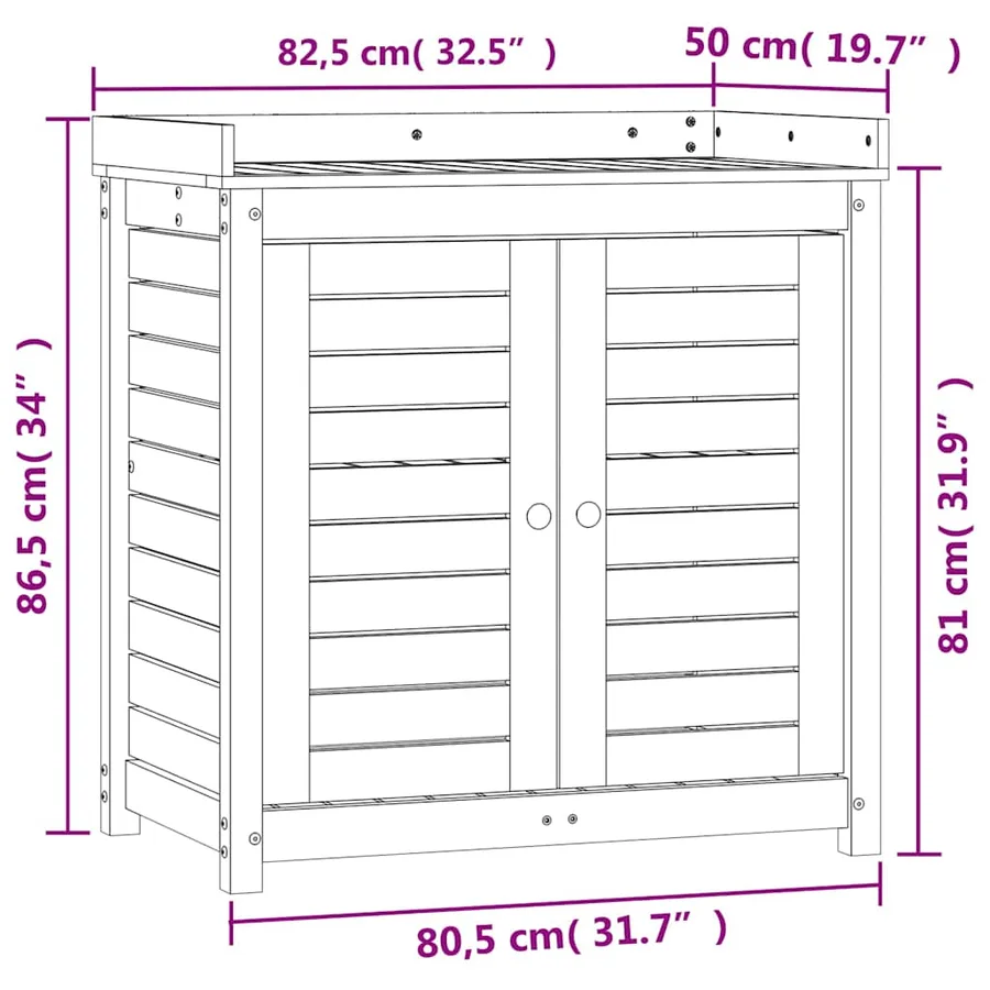 Table de rempotage avec étagères marron bois massif de pin - 10