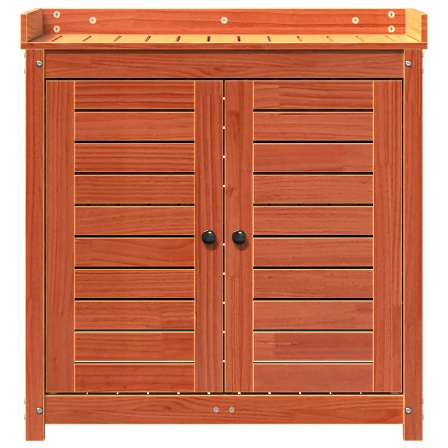 Table de rempotage avec étagères marron bois massif de pin - 5