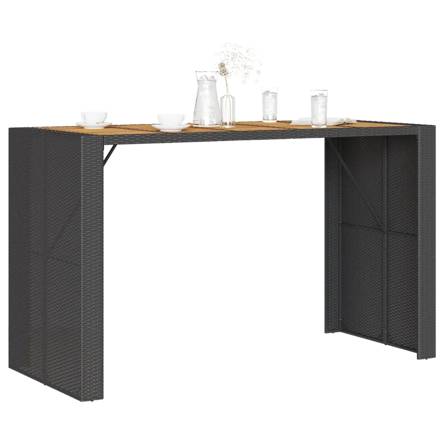 Table de bar de jardin et dessus en bois acacia résine tressée - 4