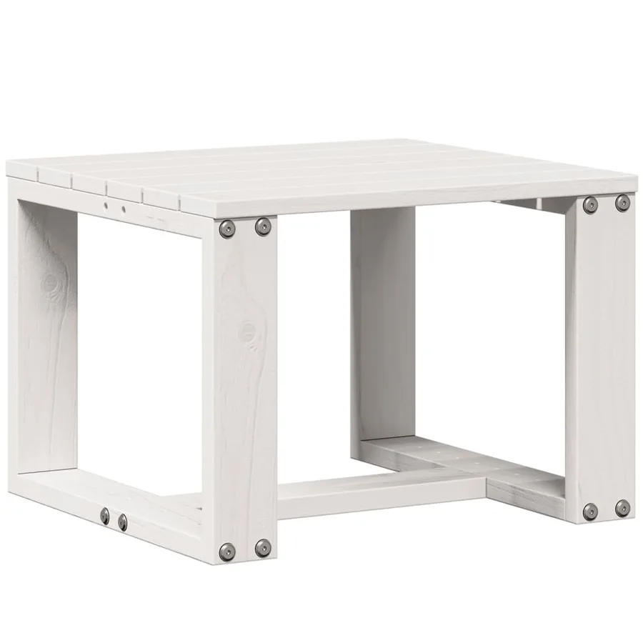 Salon de jardin 3 pcs blanc bois massif de pin - 7