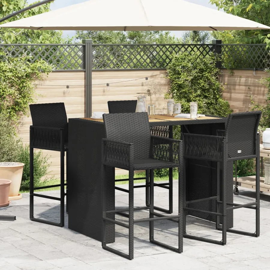 Table de bar de jardin et dessus en bois acacia résine tressée - 3