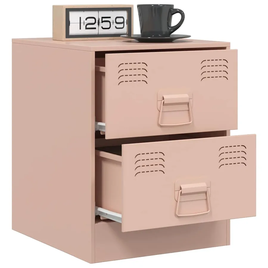 Tables de chevet 2 pcs rose 34,5x39x44 cm acier - 4