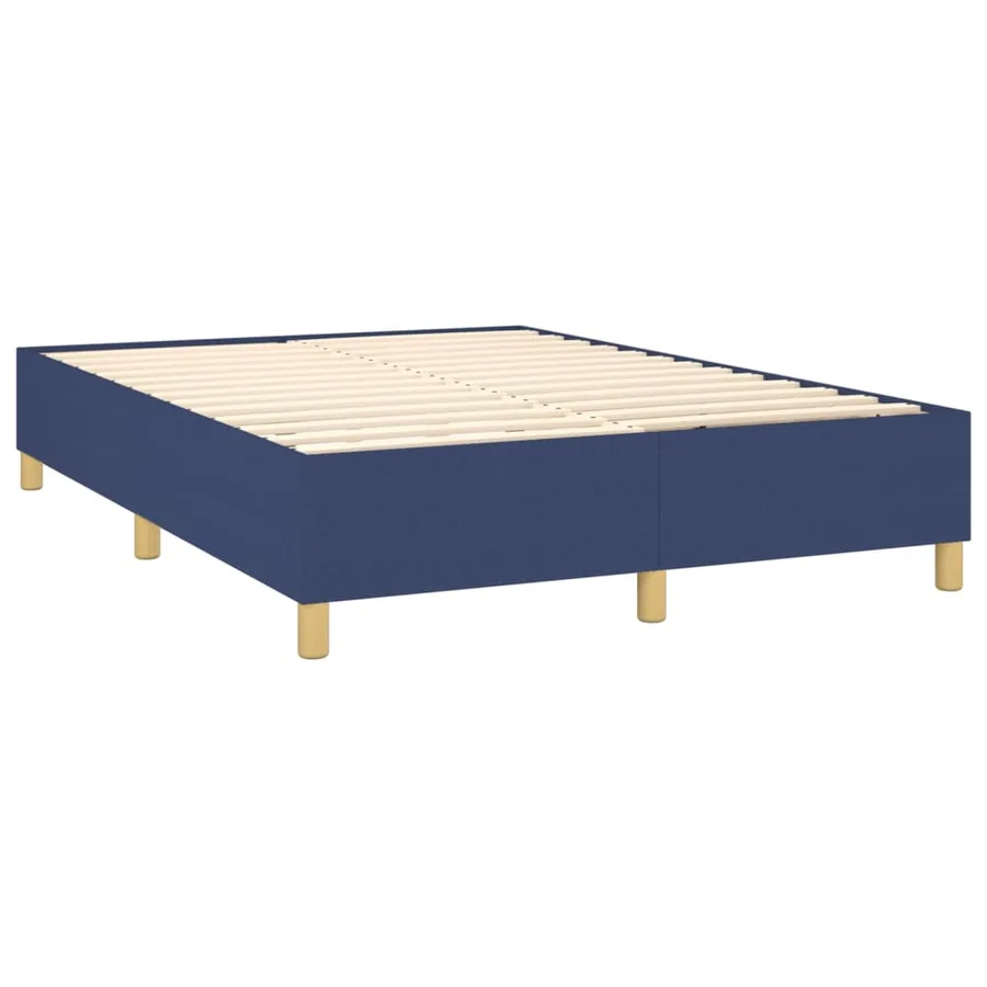 Sommier à lattes de lit matelas et LED Bleu 140x190 cm Tissu - 5