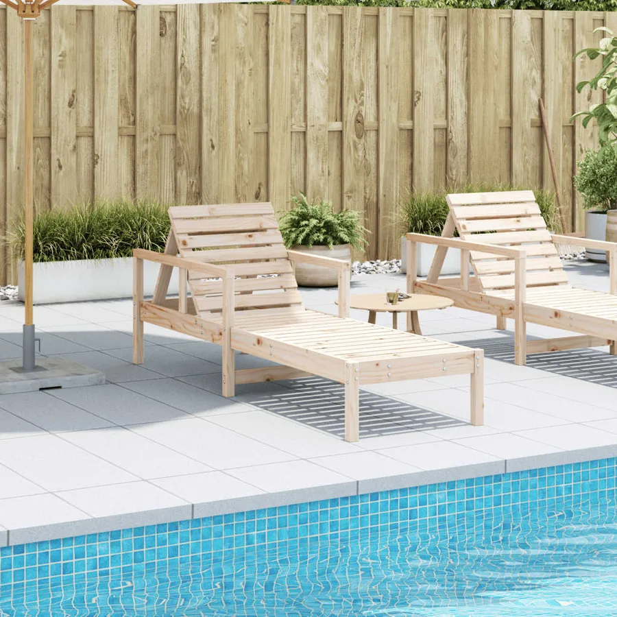 Chaise longue 199,5x62x55 cm bois massif de pin - 3