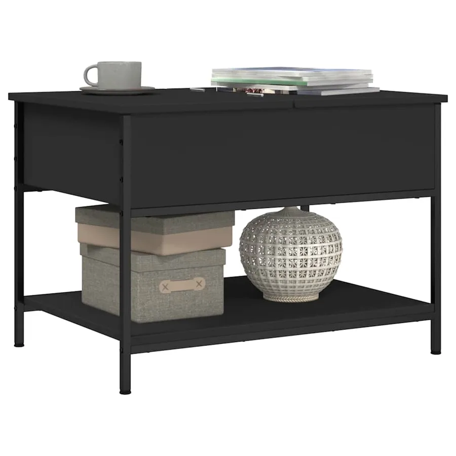 Table basse noir 70x50x50 cm bois d'ingénierie et métal - 4
