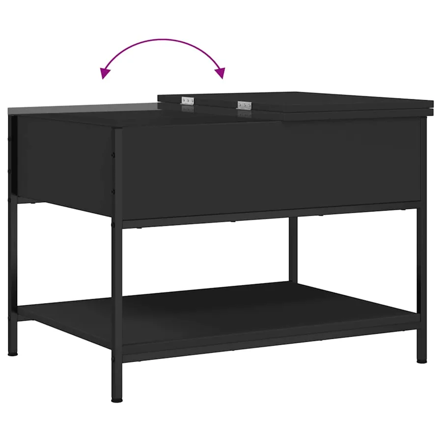 Table basse noir 70x50x50 cm bois d'ingénierie et métal - 8