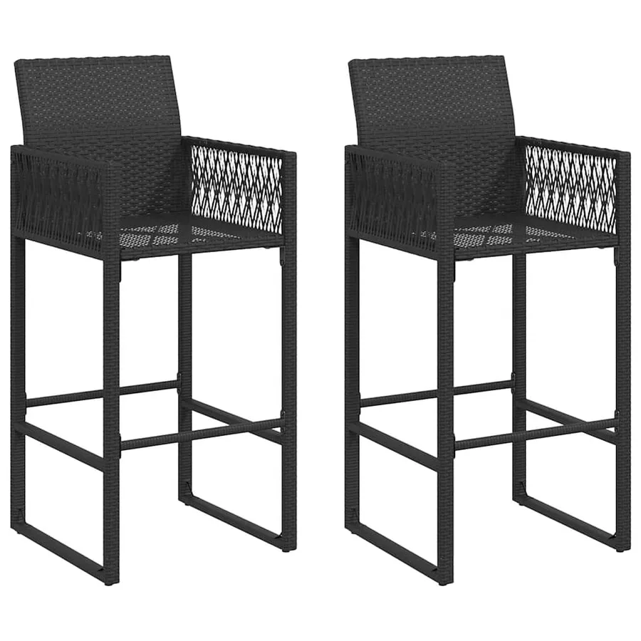 Tabourets de bar de jardin lot de 2 noir résine tressée - 2