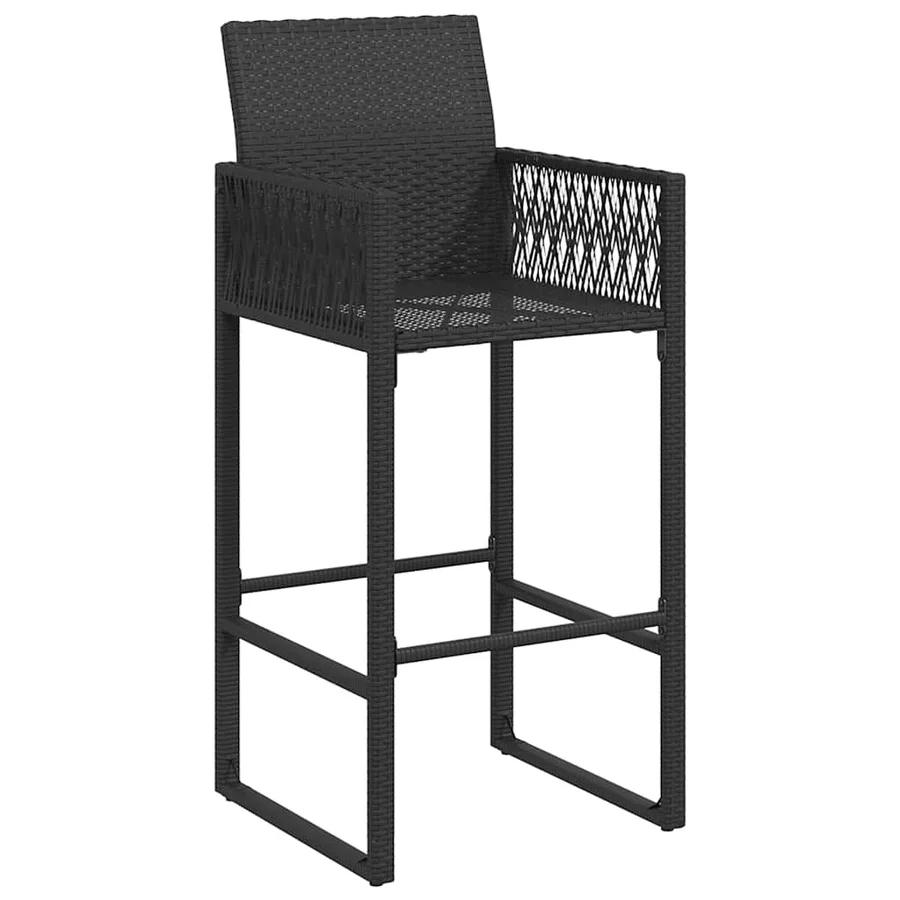 Tabourets de bar de jardin lot de 2 noir résine tressée - 4