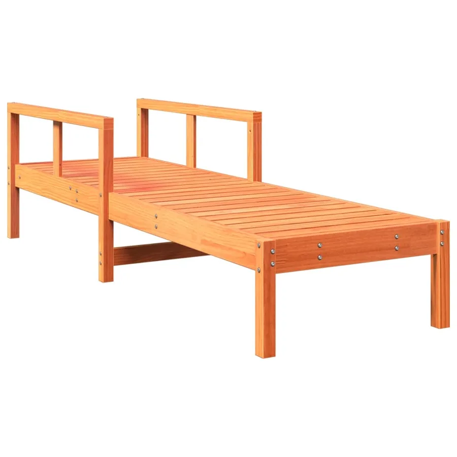 Chaise longue cire marron 199,5x62x55 cm bois massif de pin - 2