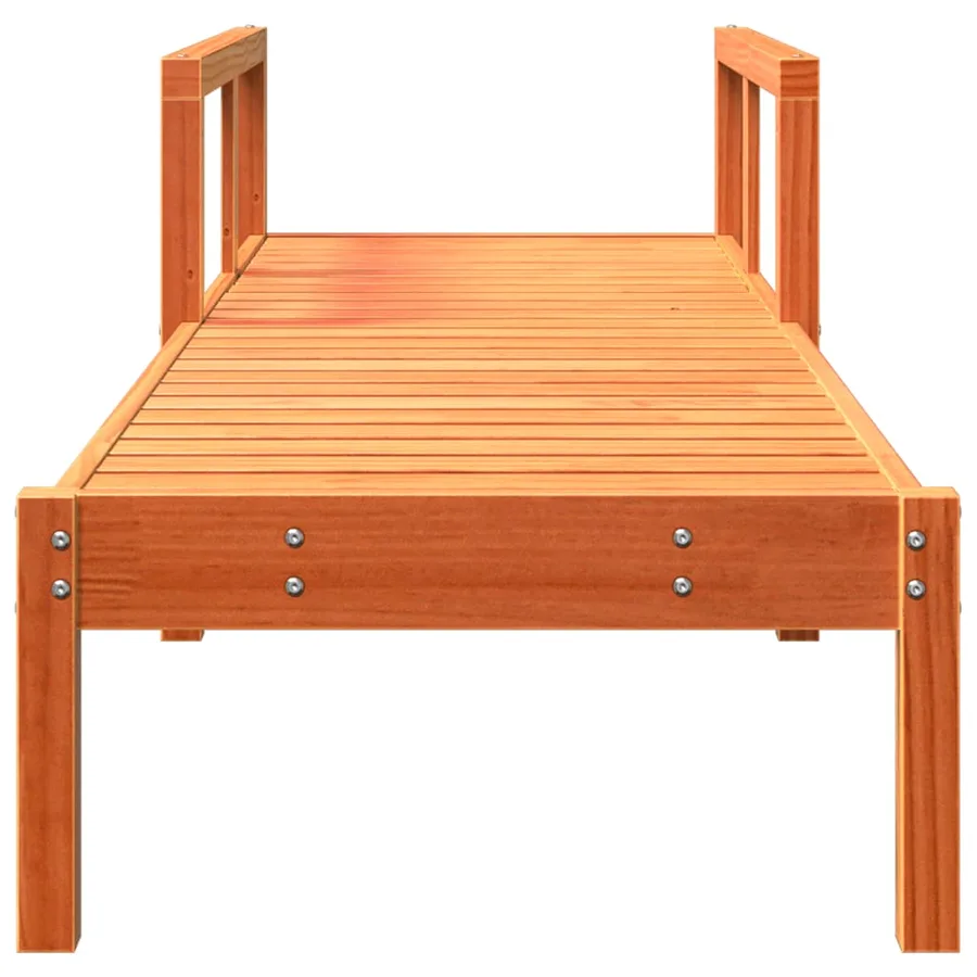 Chaise longue cire marron 199,5x62x55 cm bois massif de pin - 4