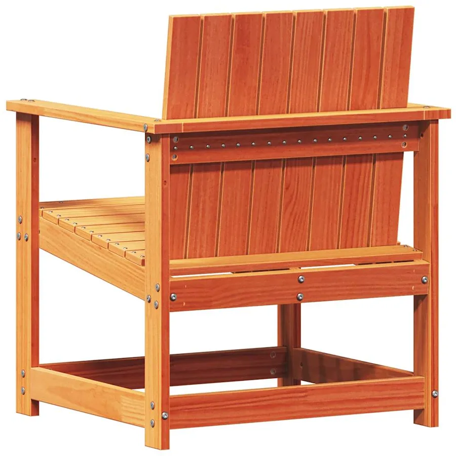 Salon de jardin 3 pcs cire marron bois de pin massif - 6