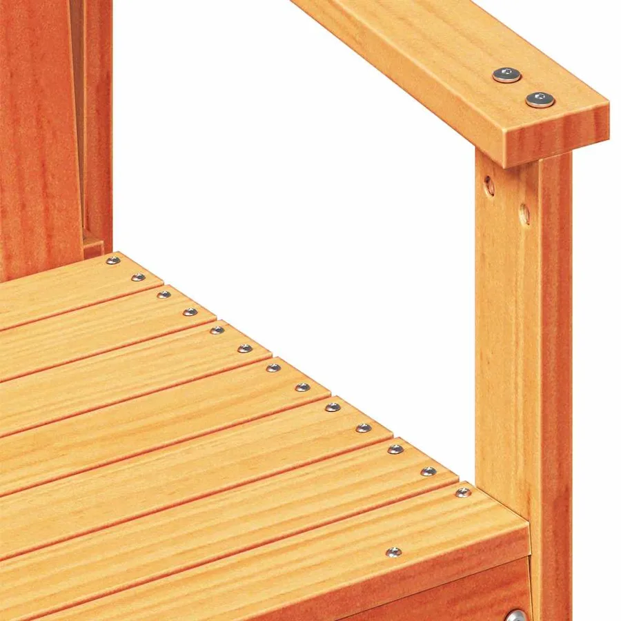 Salon de jardin 3 pcs cire marron bois de pin massif - 8