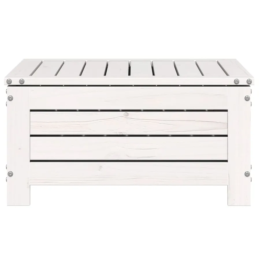 Repose-pied de jardin avec coussin blanc bois de pin massif - 5