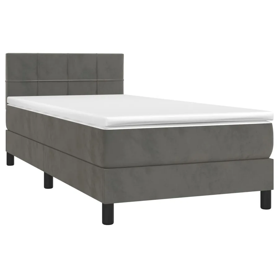 Sommier à lattes de lit et matelas Gris foncé 80x200 cm Velours - 3