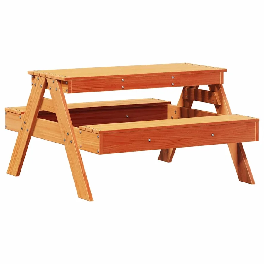 Table de pique-nique pour enfants cire marron bois massif pin - 2