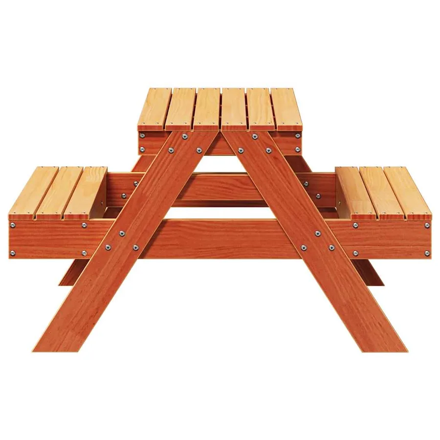 Table de pique-nique pour enfants cire marron bois massif pin - 5