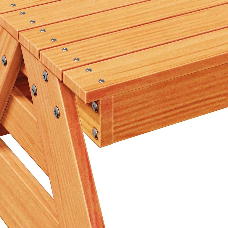 Table de pique-nique pour enfants cire marron bois massif pin - 7