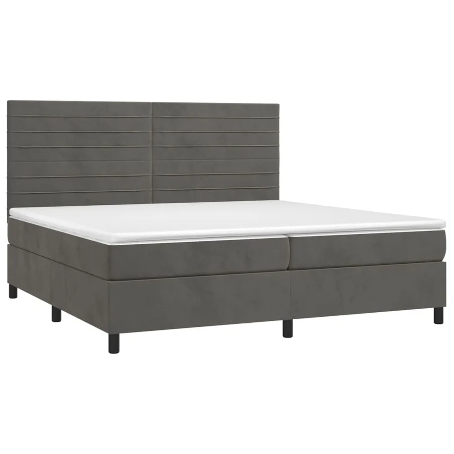 Sommier à lattes de lit et matelas Gris foncé 200x200cm Velours - 3