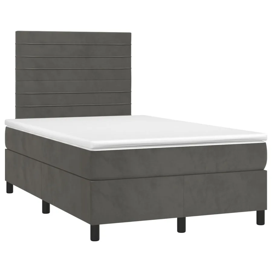 Sommier à lattes de lit et matelas Gris foncé 120x200cm Velours - 3