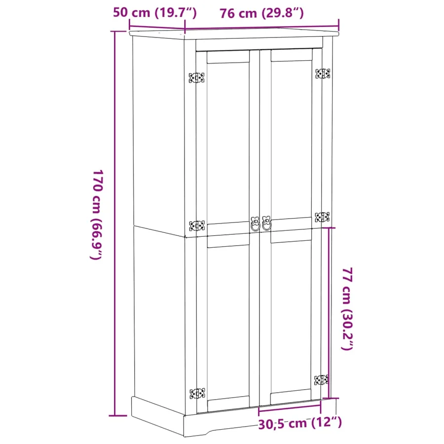 Garde-robe Corona 76x50x170 cm bois de pin massif - 9