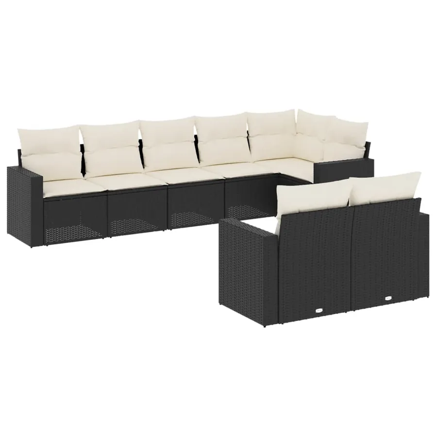 Salon de jardin 8 pcs avec coussins noir résine tressée - 2