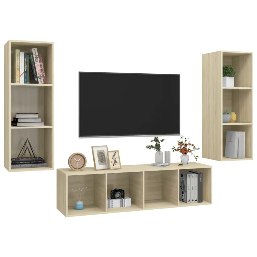 Ensemble de meubles TV 3 pcs Chêne sonoma Bois d'ingénierie - 3