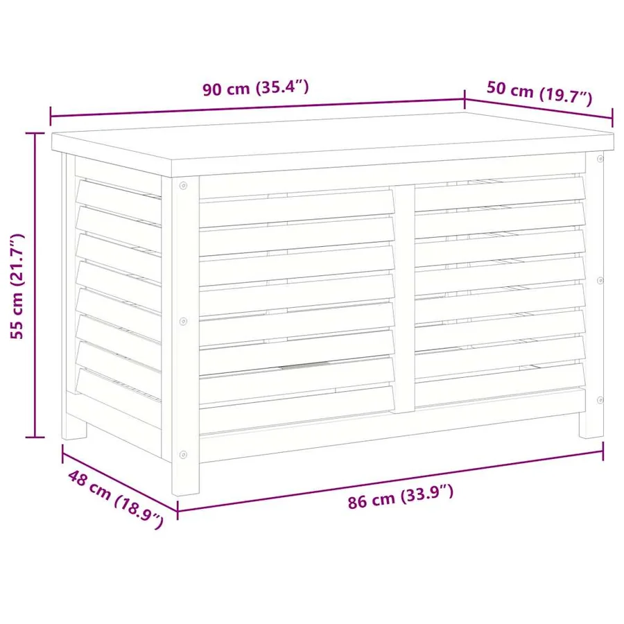 Boîte de rangement de jardin 90x48x55 cm bois d'eucalyptus - 9