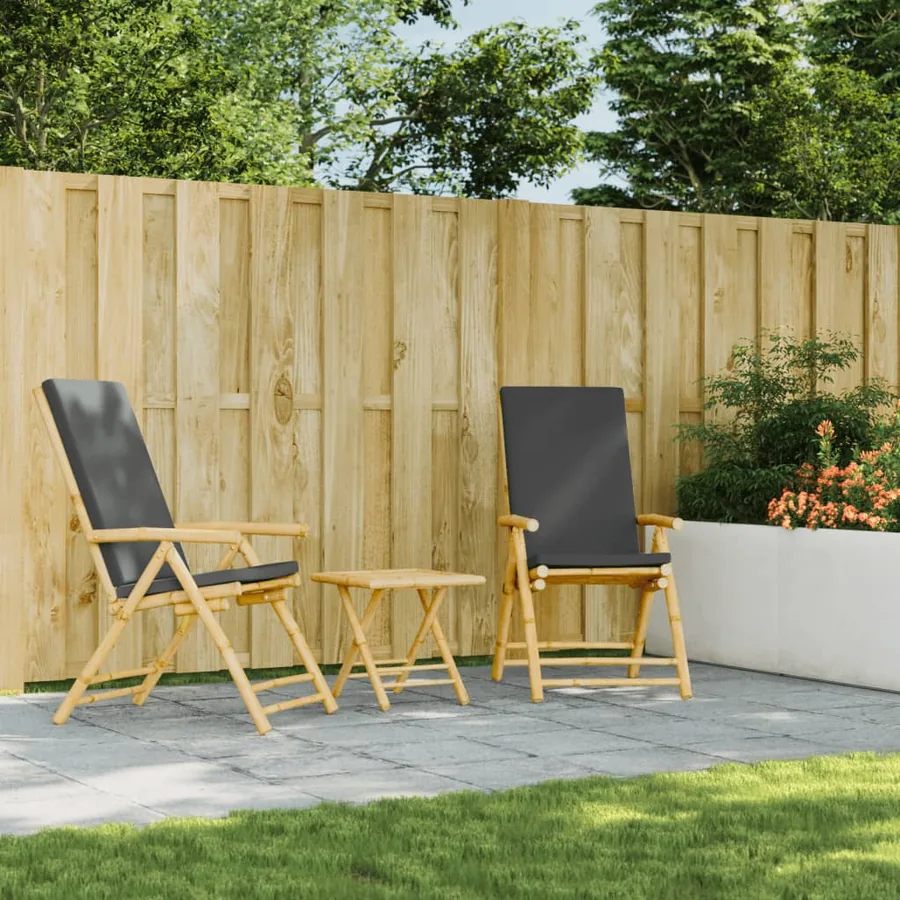 Table de jardin pliable 45x45x45 cm bambou - 3