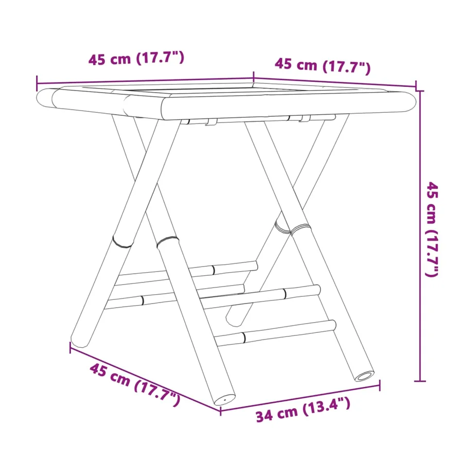 Table de jardin pliable 45x45x45 cm bambou - 8