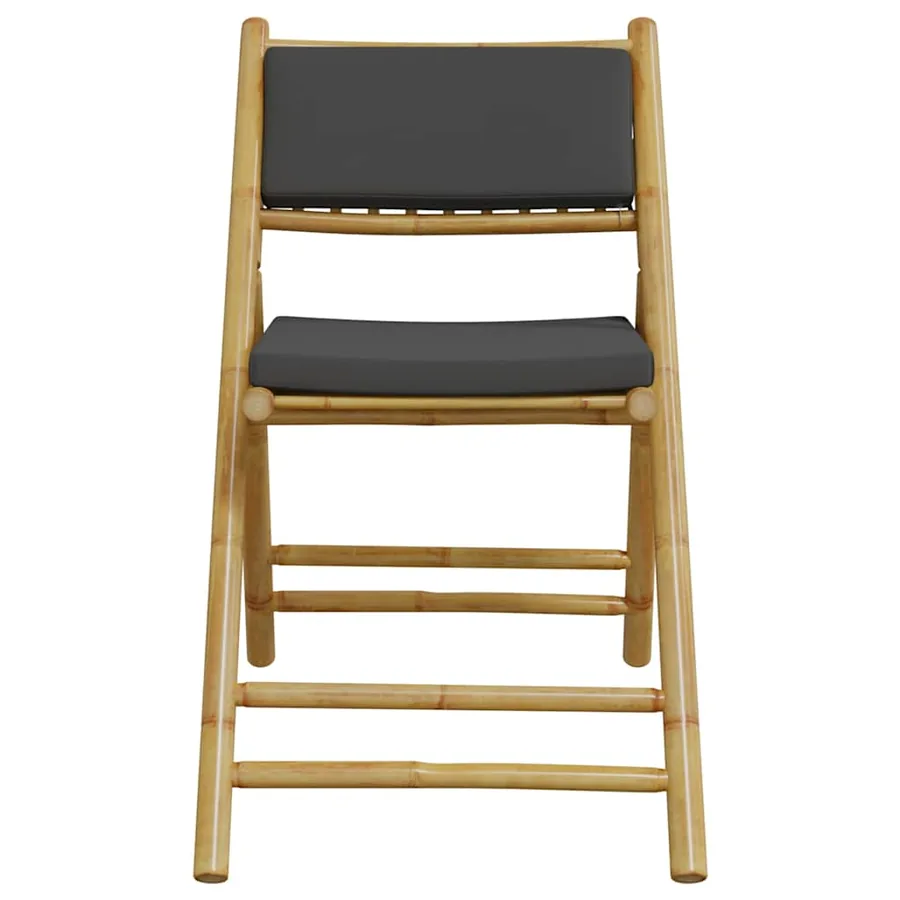 Chaises de bistro pliantes lot de 4 coussins gris foncé bambou - 4