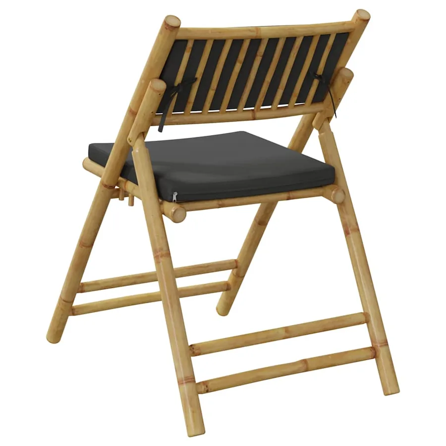 Chaises de bistro pliantes lot de 4 coussins gris foncé bambou - 6