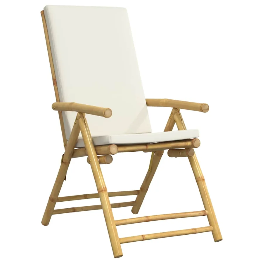 Chaises inclinables de jardin pliantes lot de 4 coussins bambou - 3
