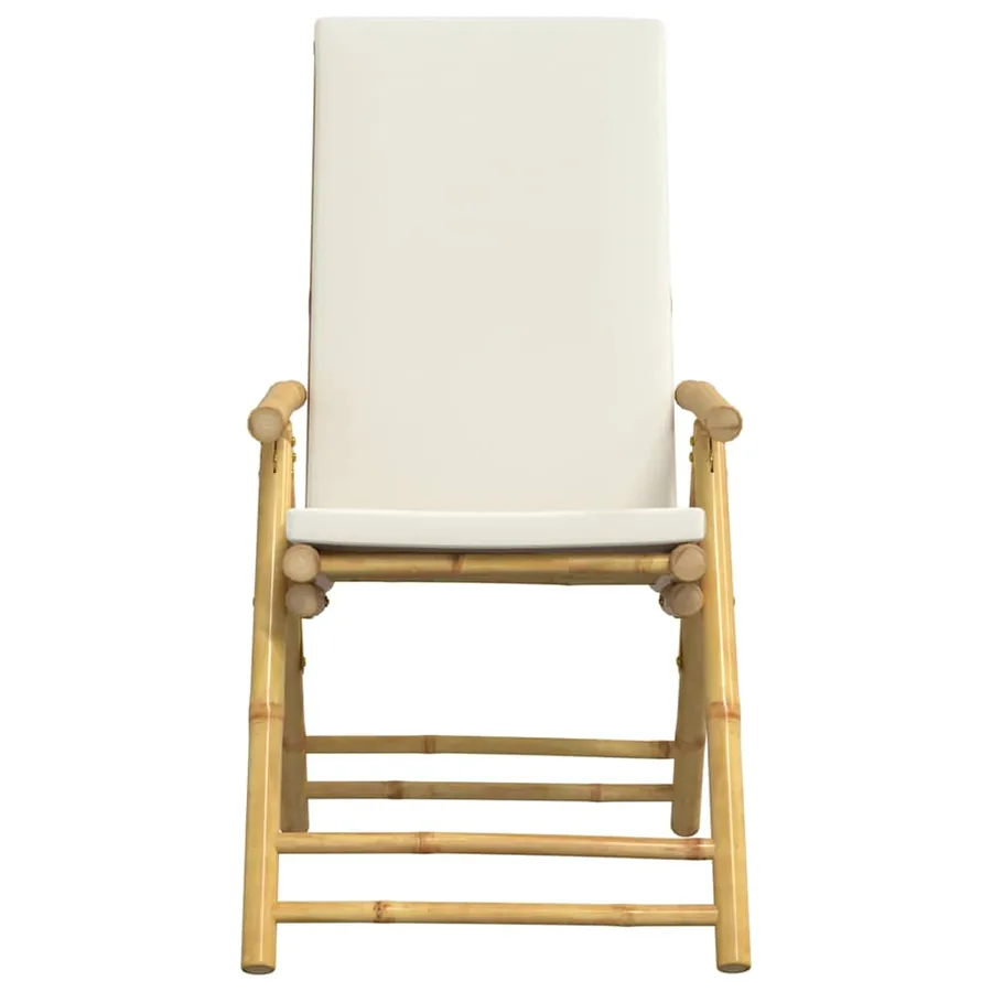 Chaises inclinables de jardin pliantes lot de 4 coussins bambou - 4
