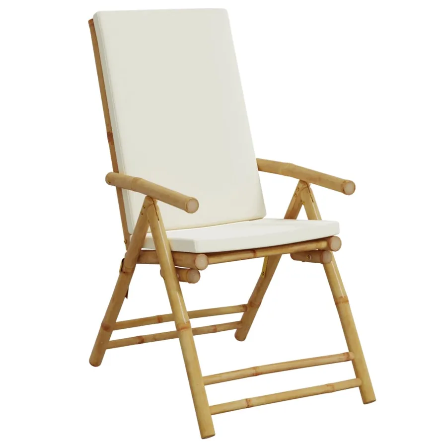 Chaises inclinables de jardin pliantes lot de 2 coussins bambou - 4