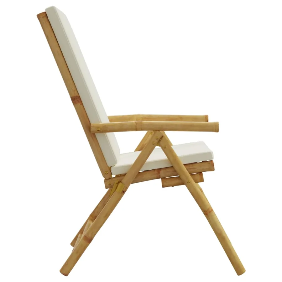 Chaises inclinables de jardin pliantes lot de 2 coussins bambou - 6