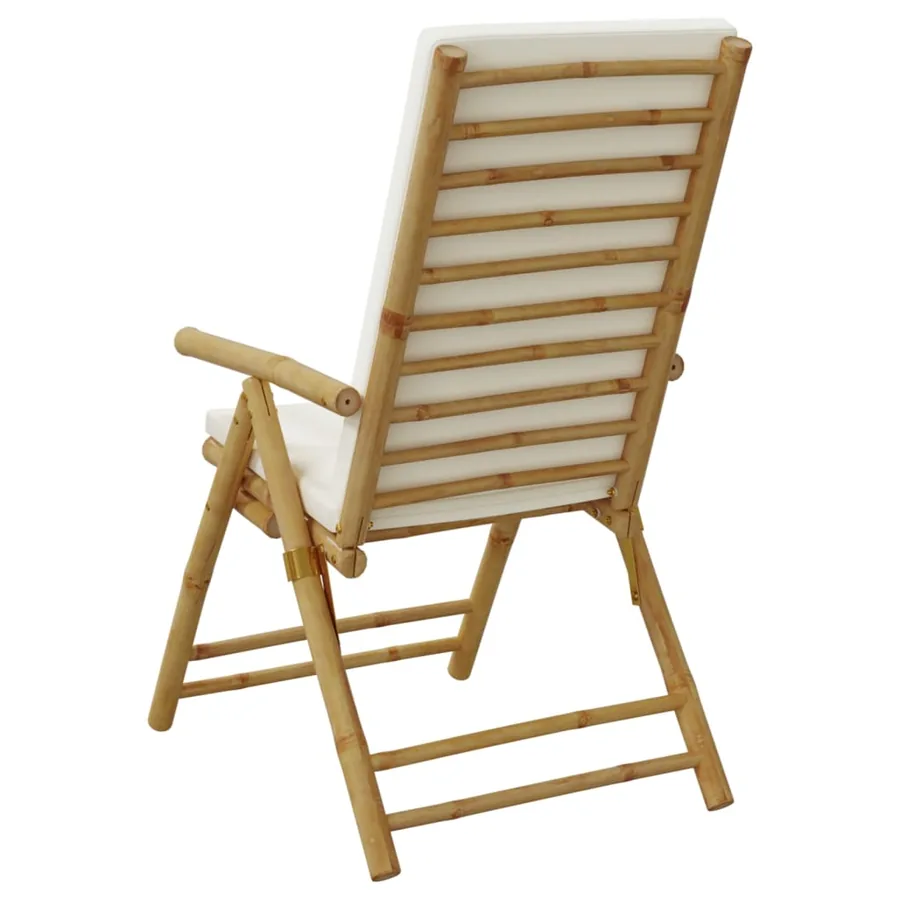 Chaises inclinables de jardin pliantes lot de 2 coussins bambou - 7