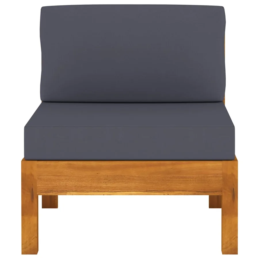 Salon de jardin 5 pcs avec coussins gris foncé Bois d'acacia - 16
