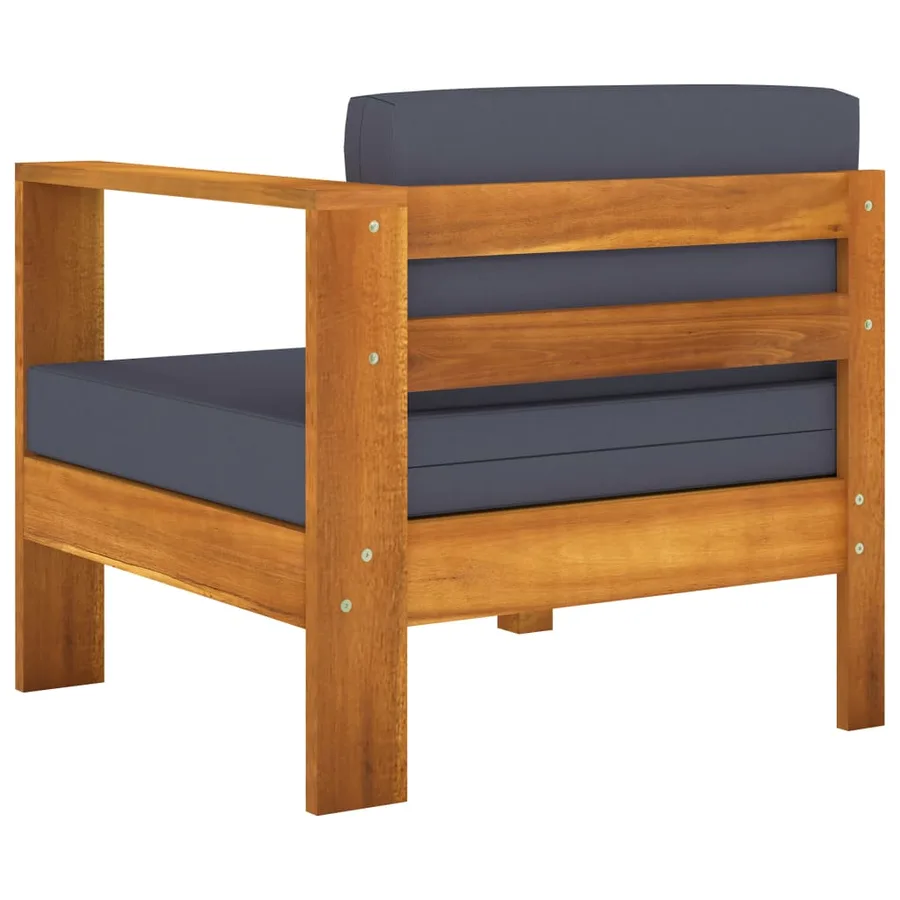 Salon de jardin 5 pcs avec coussins gris foncé Bois d'acacia - 6