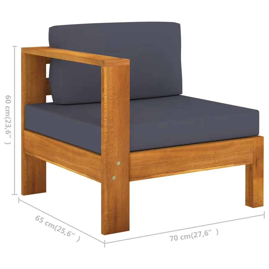 Salon de jardin 5 pcs avec coussins gris foncé Bois d'acacia - 9