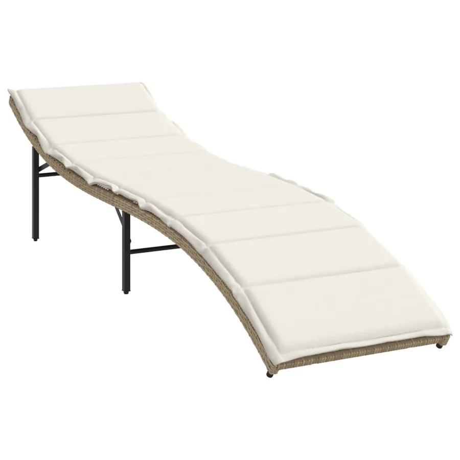 Chaises longues lot de 2 avec coussins beige résine tressée - 3