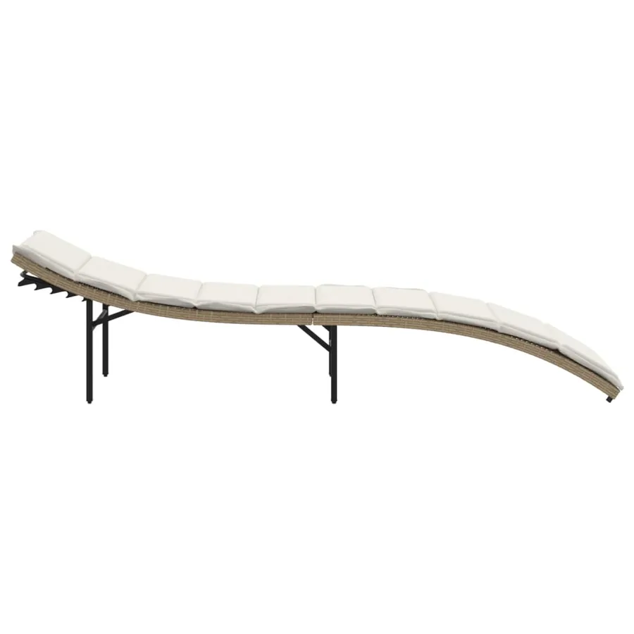 Chaises longues lot de 2 avec coussins beige résine tressée - 5