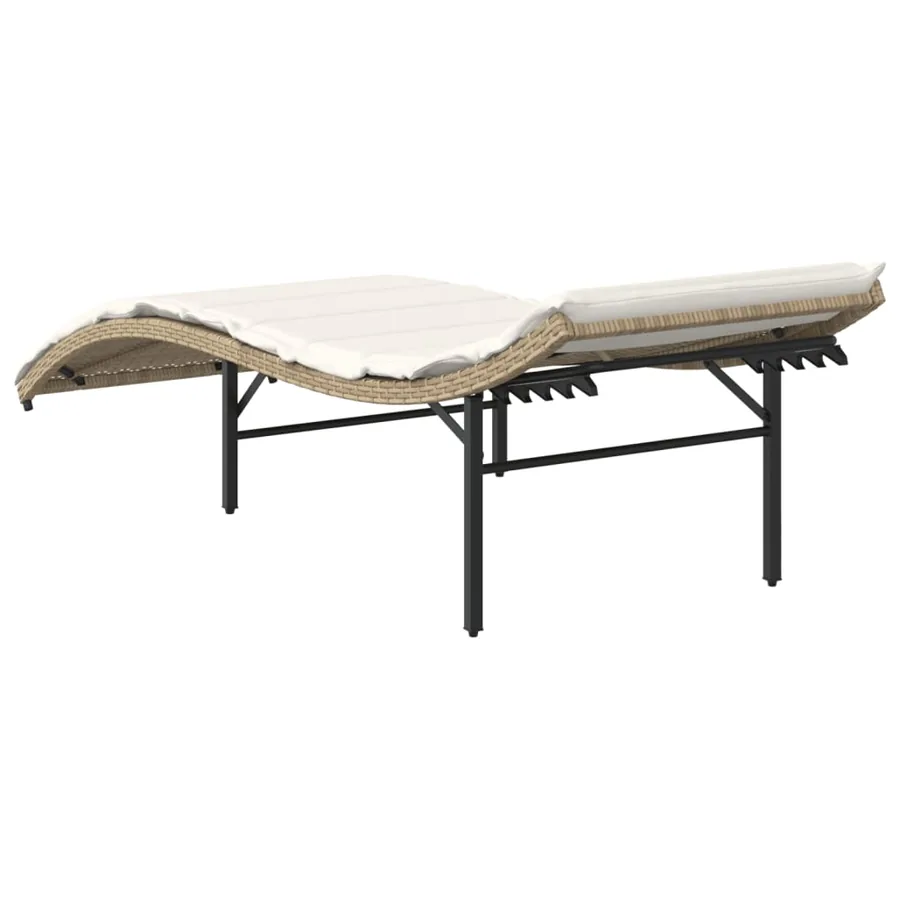 Chaises longues lot de 2 avec coussins beige résine tressée - 6