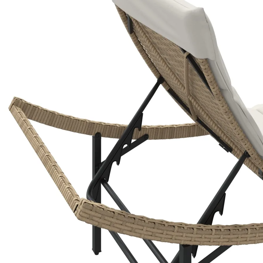 Chaises longues lot de 2 avec coussins beige résine tressée - 8