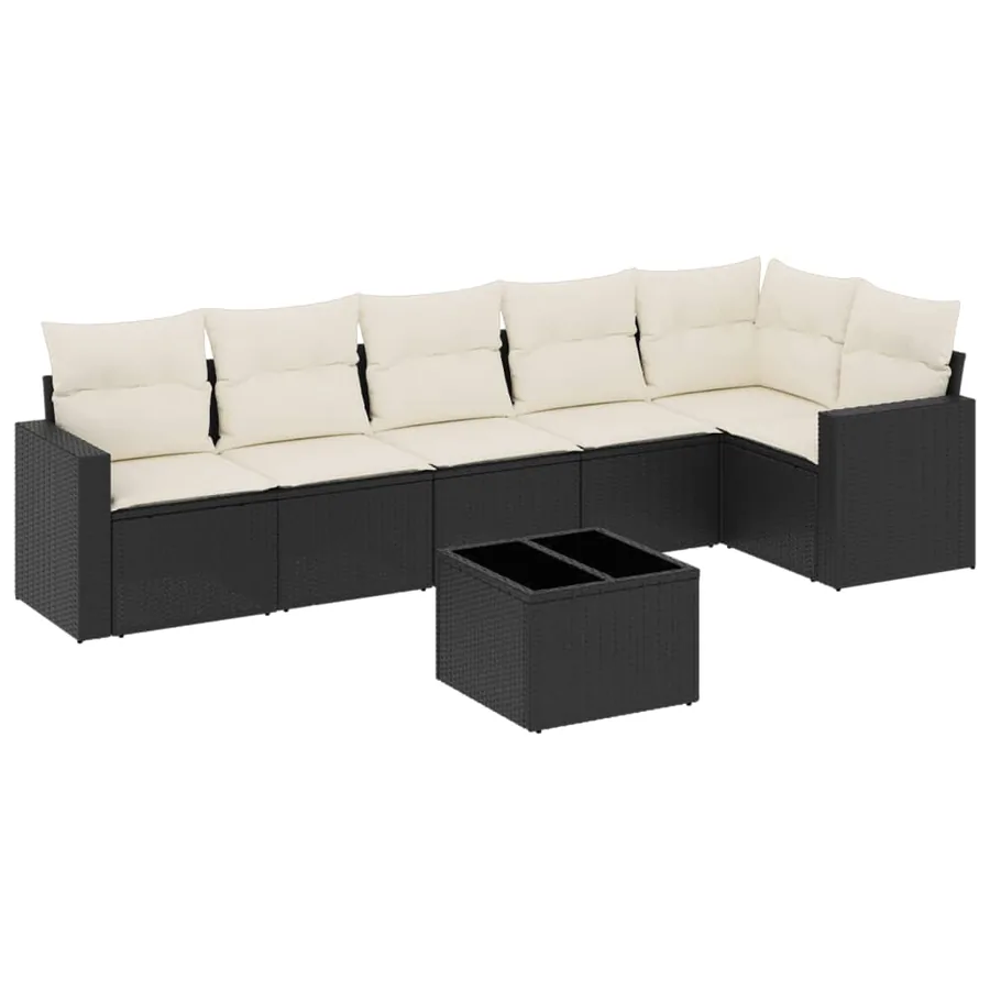Salon de jardin 7 pcs avec coussins noir résine tressée 62 x 62 x 69 cm - 60,0 kg - 2