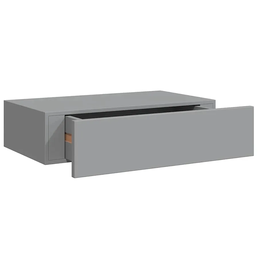 Étagère à tiroir murale gris 40x23,5x10 cm MDF - 2